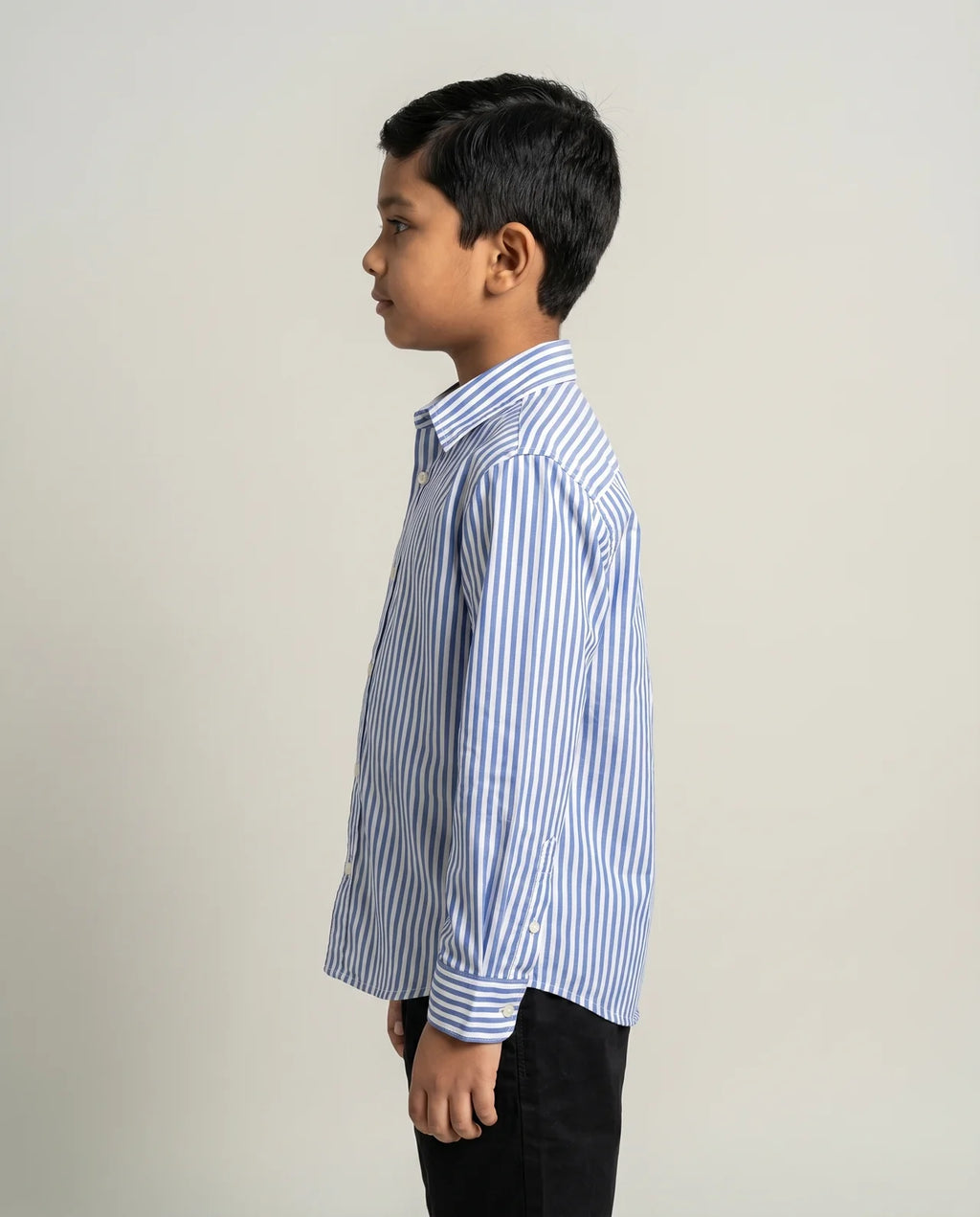 Striped Button-Down Shirt – Blue