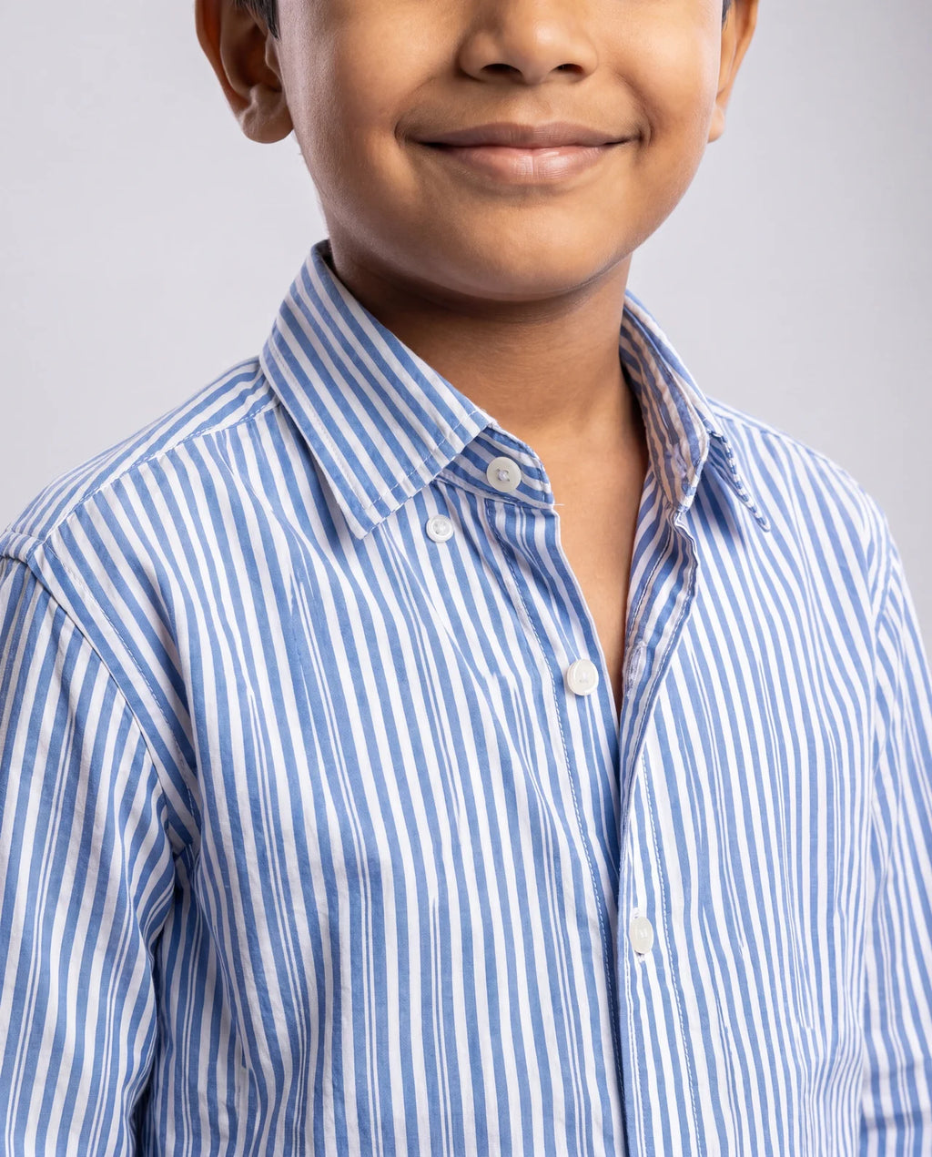 Striped Button-Down Shirt – Blue