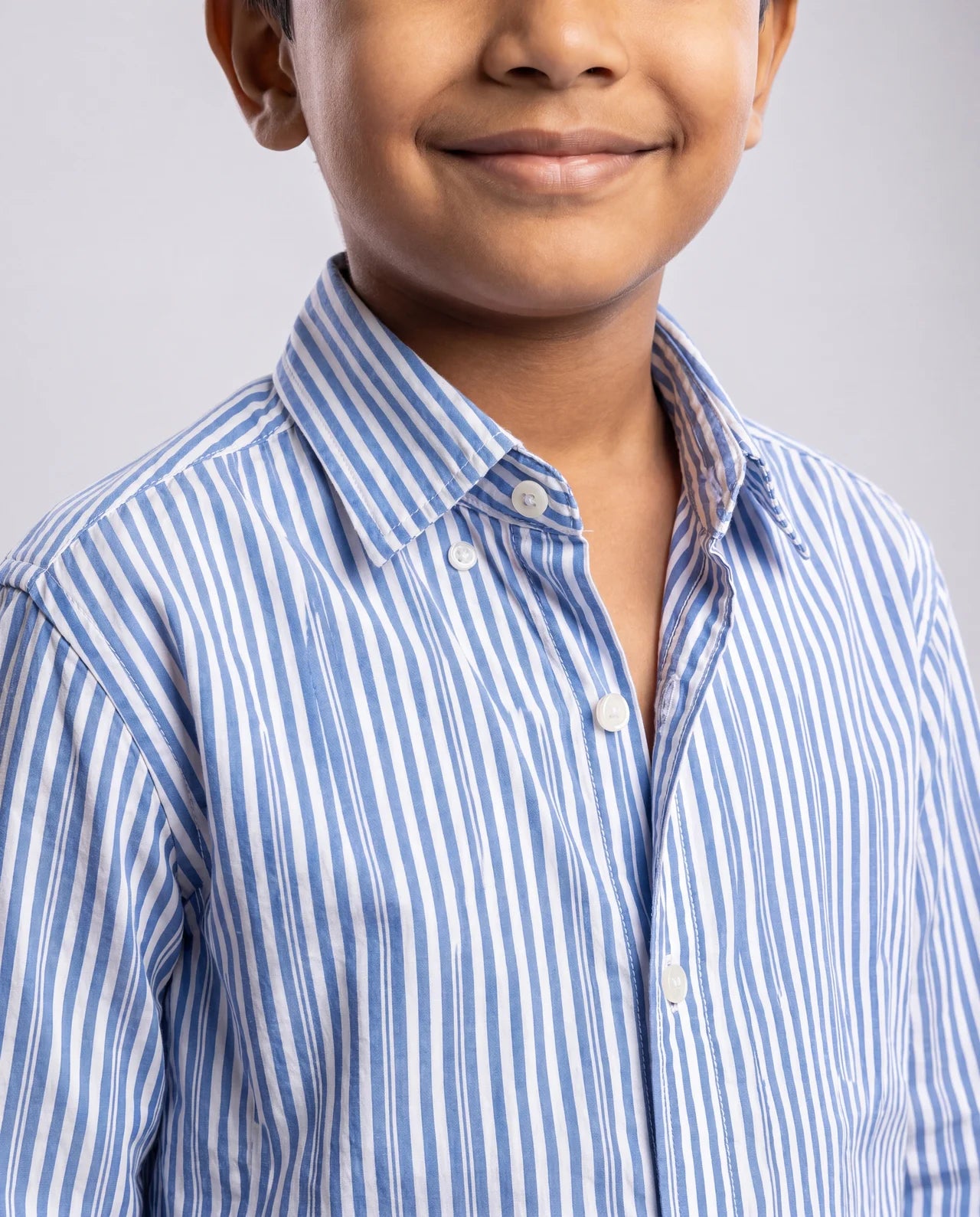 Striped Button-Down Shirt – Blue