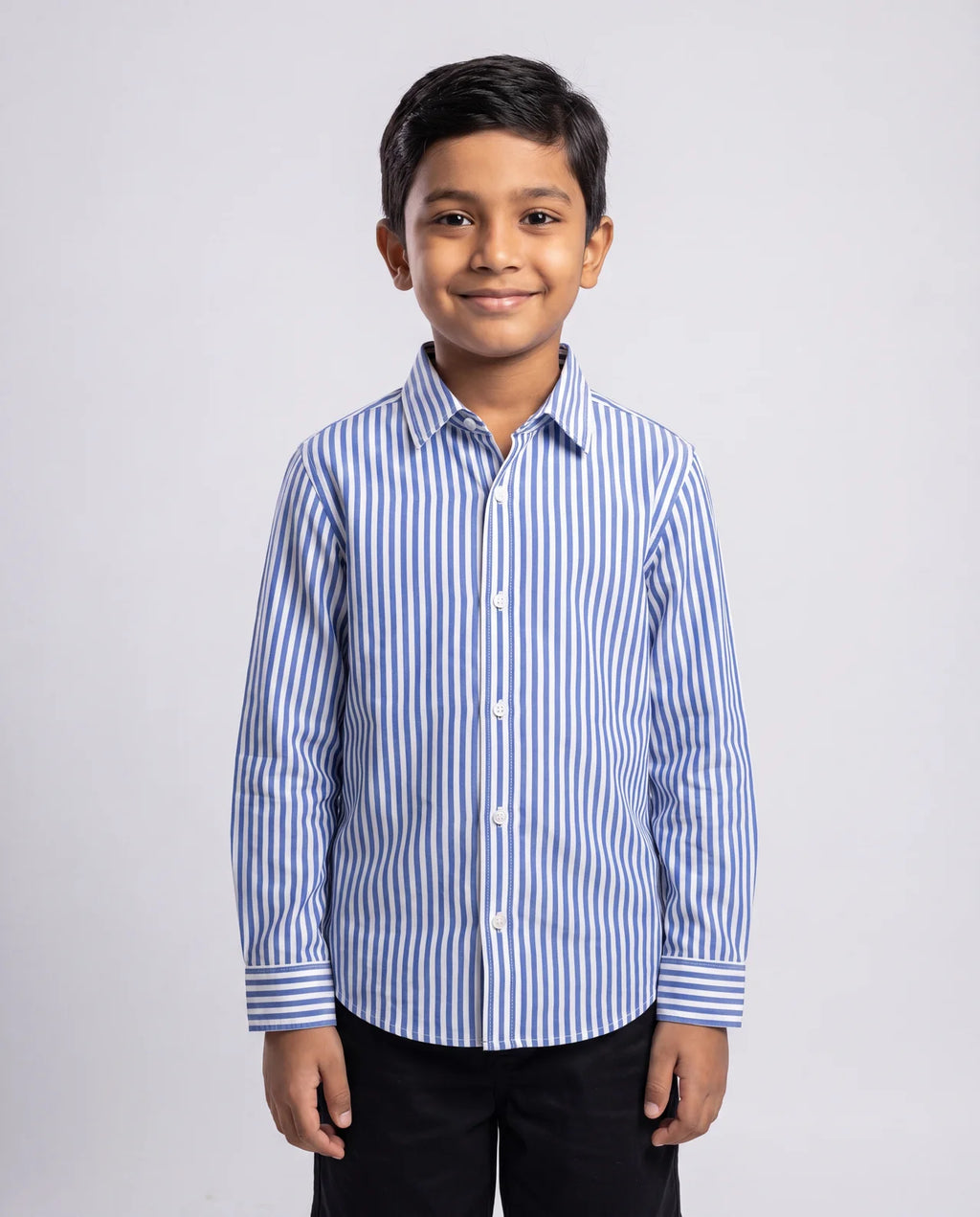 Striped Button-Down Shirt – Blue